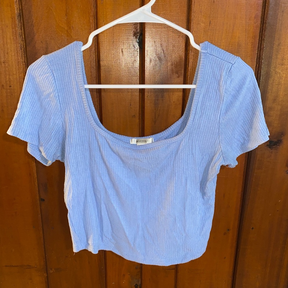 Bozzolo Light Blue Crop Top with Sleek Design